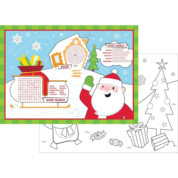 Creative Converting 14" x 10" Christmas Activity Placemats PK96, 96PK 353006